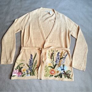 Anthropologie Odille Embroidered Garden Cardigan Size M